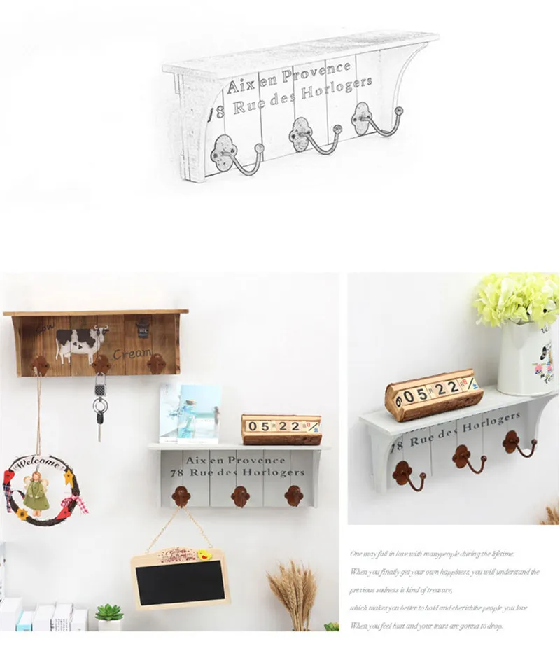Настенная вешалка деревянная настенная полка для хранения простая маленькая