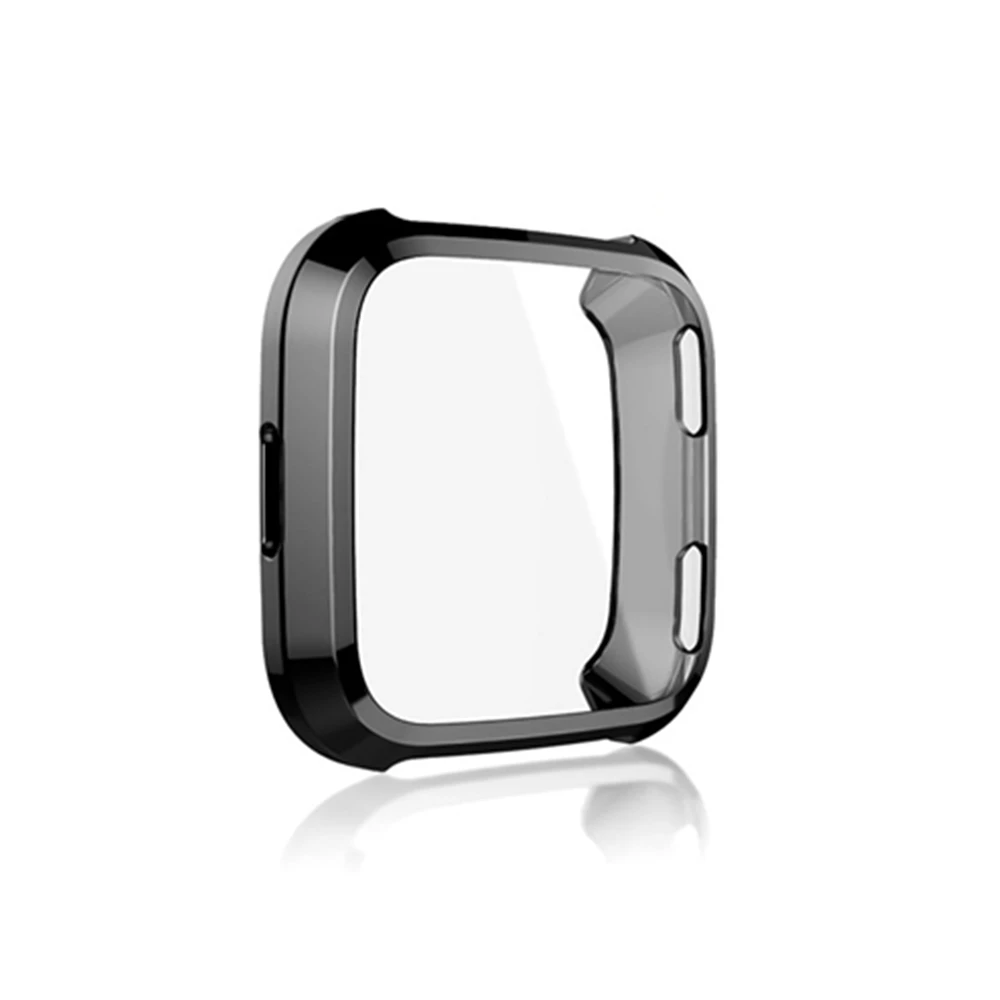Black Мягкий силиконовый чехол для Fitbit Versa, ремешок, полный защитный чехол для Fitbit Versa Lite, аксессуары для Versagel, защитный чехол - Цвет: Black