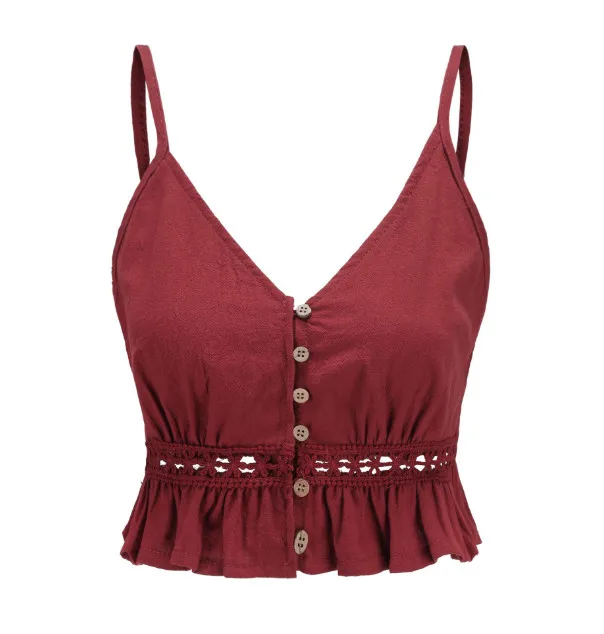 Топ женский кружевной на пуговицах брендовый модный кроп топ без рукавов майка