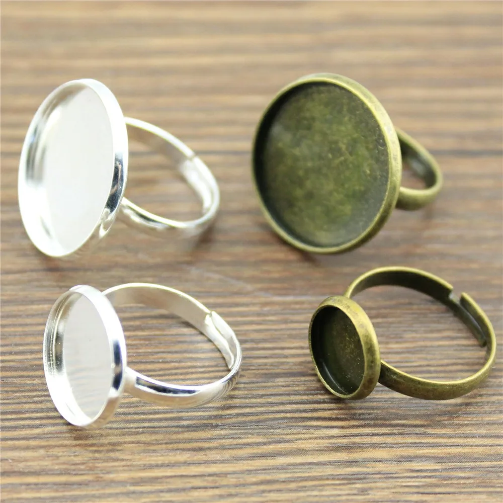 

10pcs 2 Colors Fit 10~20mm Glass Cabochon Adjustable Ring Settings Base Ring Base Setting Ring Findings