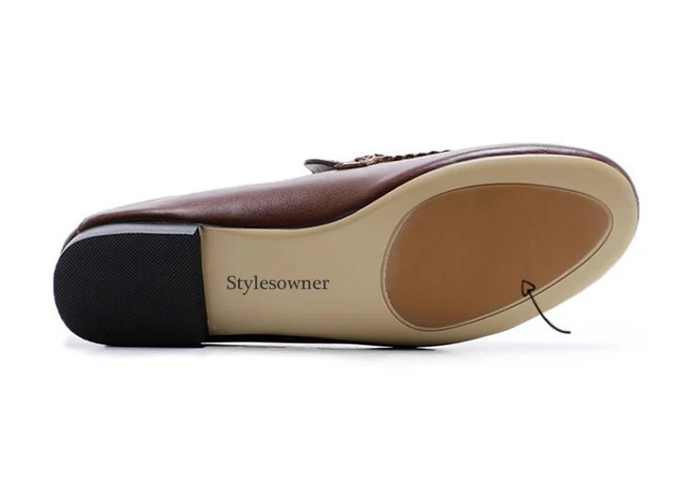 Stylesowner натуральная кожа Новое поступление Лоферы для женщин для Для женщин чёрный; коричневый мягкой кожаной пряжкой Decor ленивый Британский Сапожки в винтажном стиле
