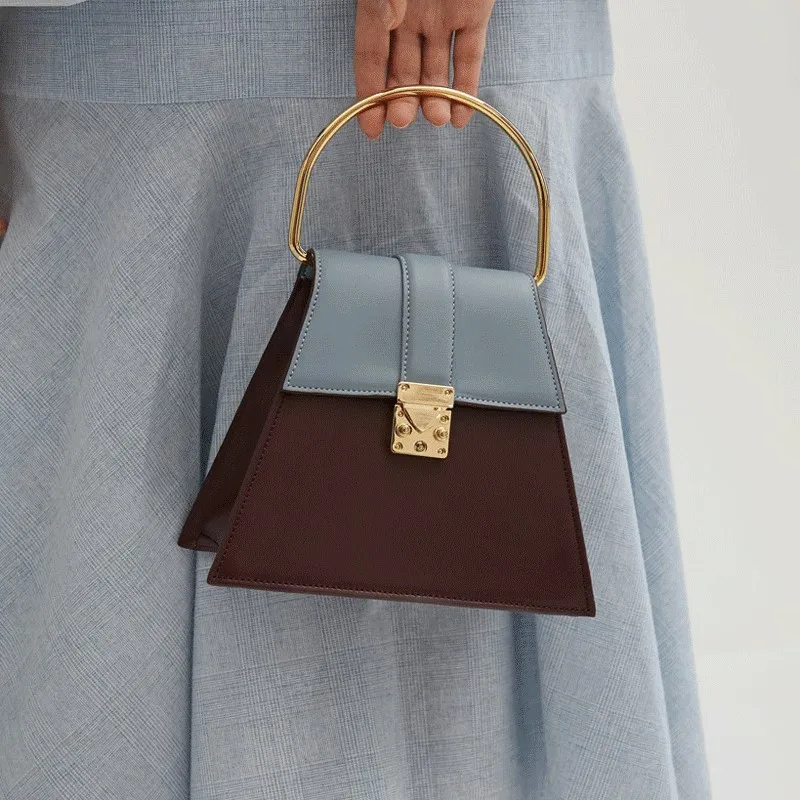 ARPIMALA элегантные ручные сумки трапециевидные кожаные маталлическая круглая