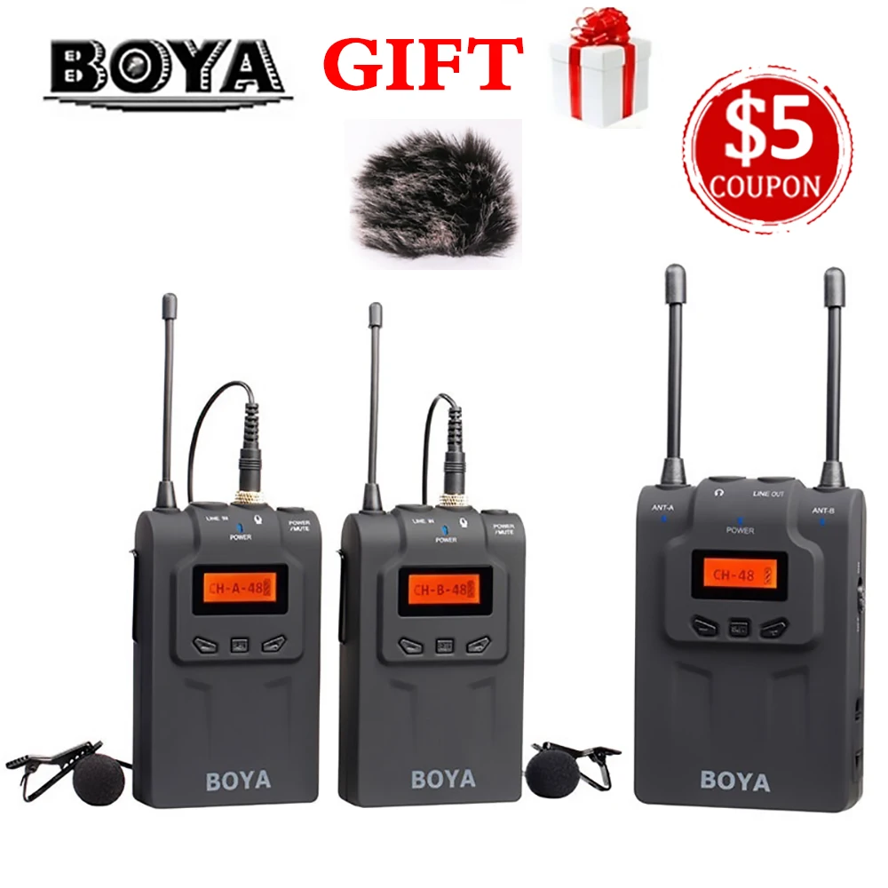 BOYA BY WM6 / WM5 WM8 UHF Беспроводная микрофонная система всенаправленный петличный