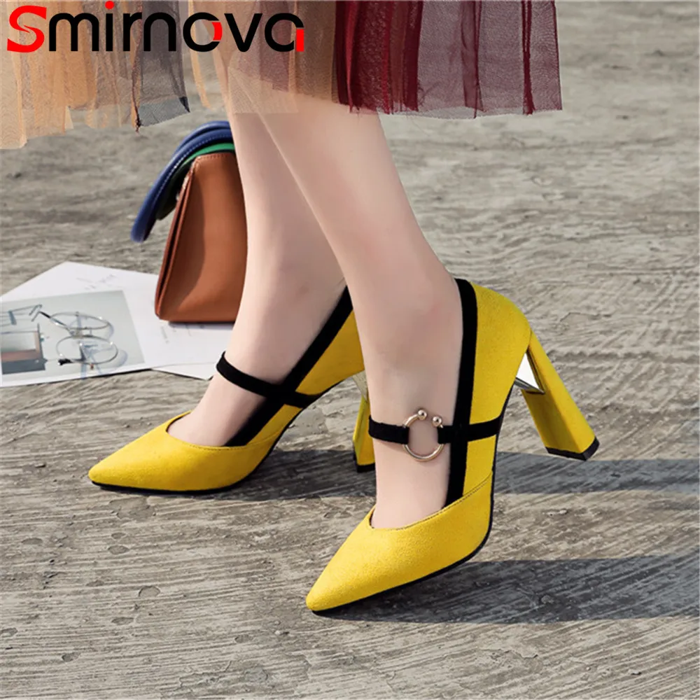 Женские туфли-лодочки Smirnova весенне-осенние туфли из флока с острым носком на