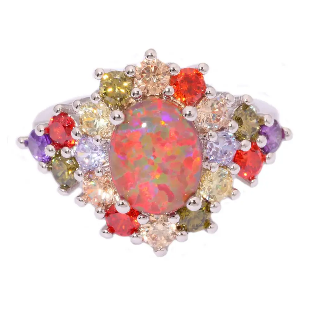 CiNily создан оранжевый огненный опал Multigem посеребренное кольцо оптовая продажа