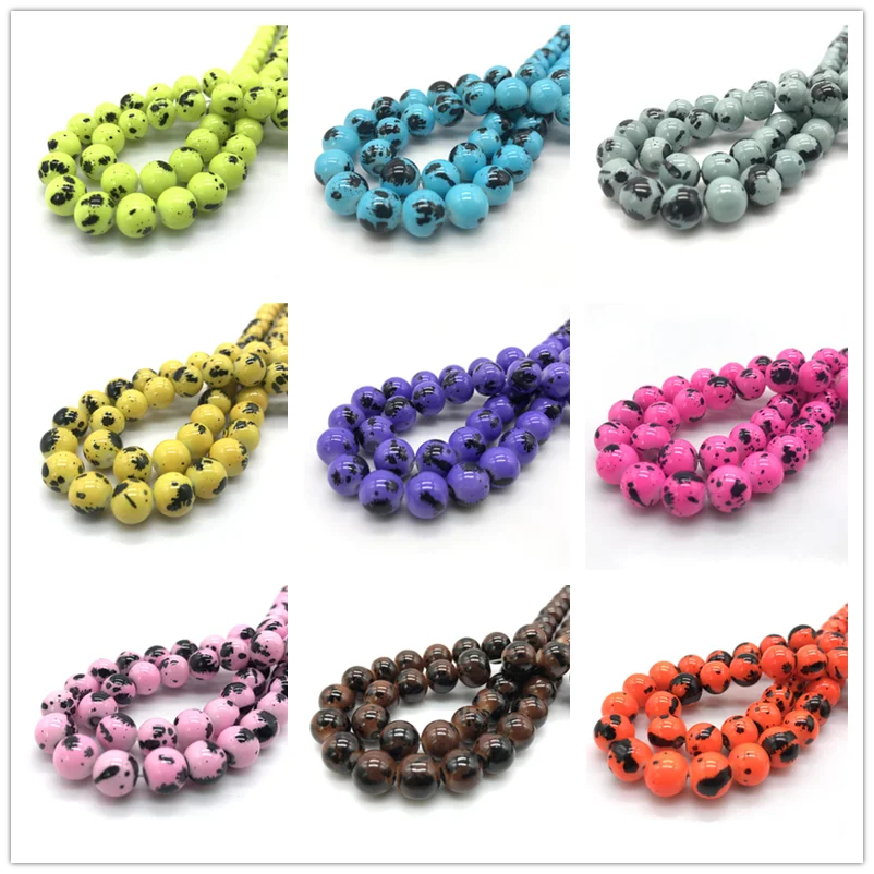 

Wholesale 6-10mm color spotted glass beads ,DIY Jewelry bracelet necklace Makeing
