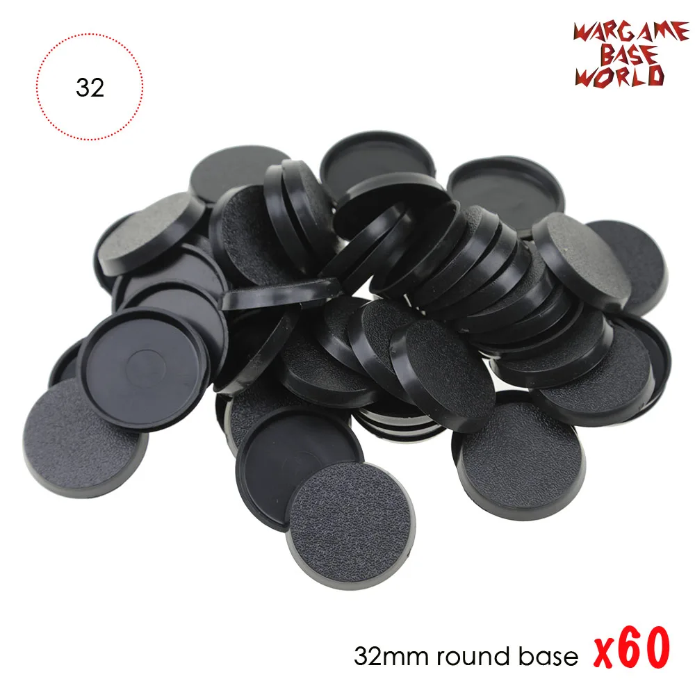 Lot-Of-60-32mm-Round-Bases-For-Games основания круглые пластиковые
