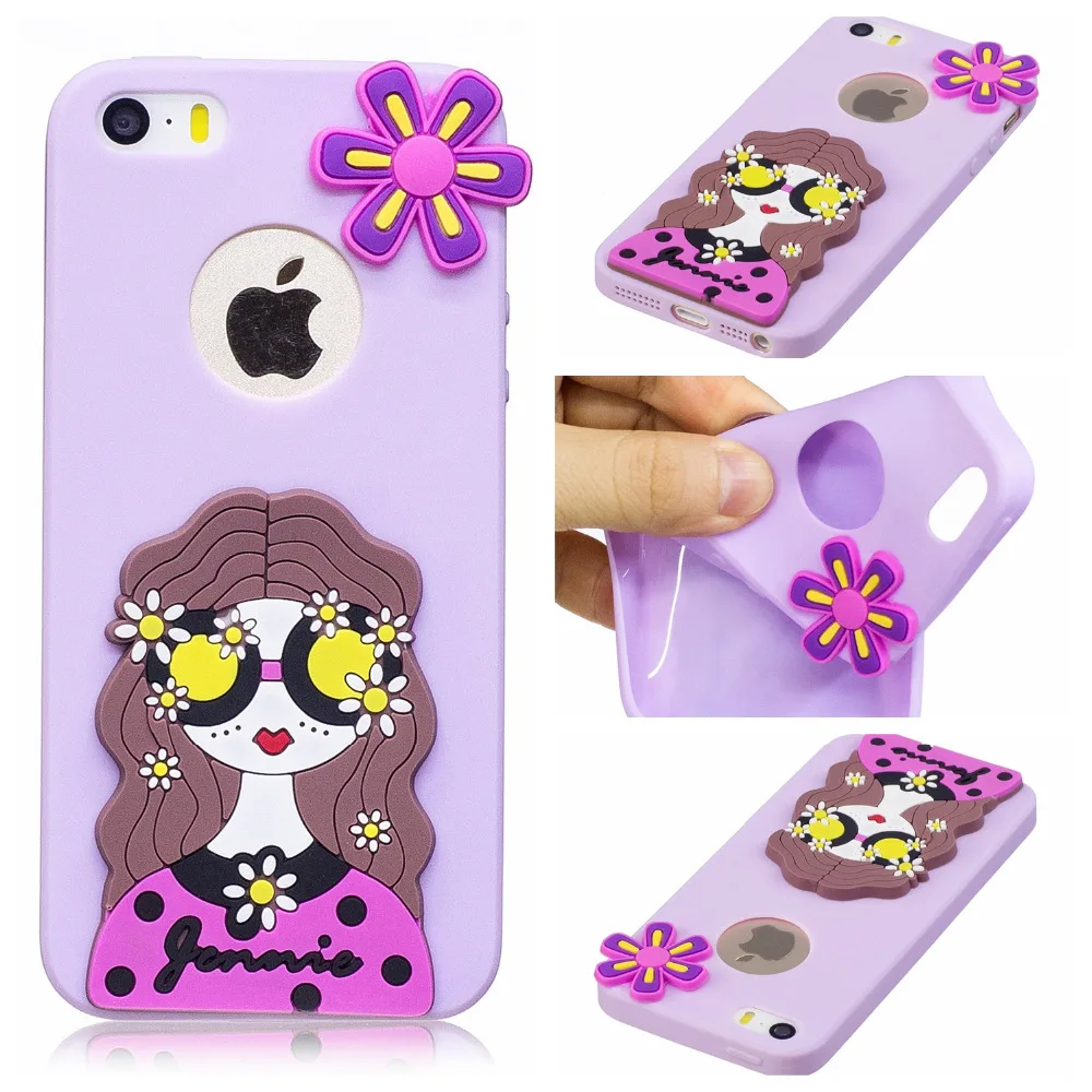 Модный милый чехол для iphone 5 5S Мягкая силиконовая задняя крышка с логотипом из ТПУ