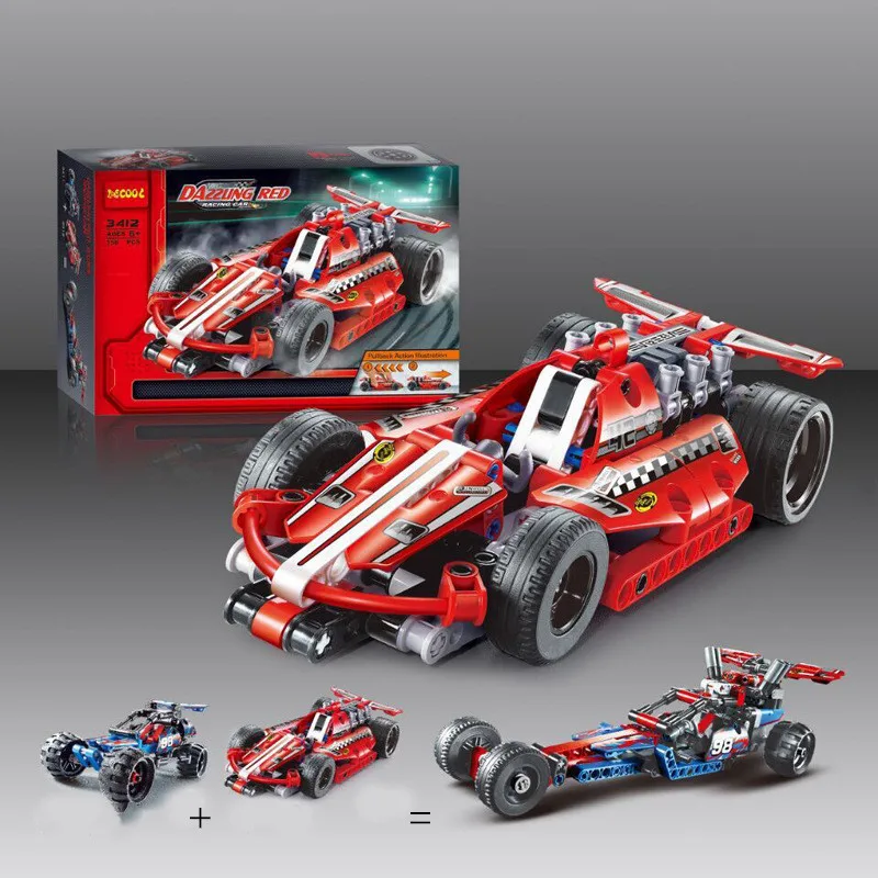 Decool Совместимость с Legoed Technic Trucks функция оттягивания Racer Car наборы набор