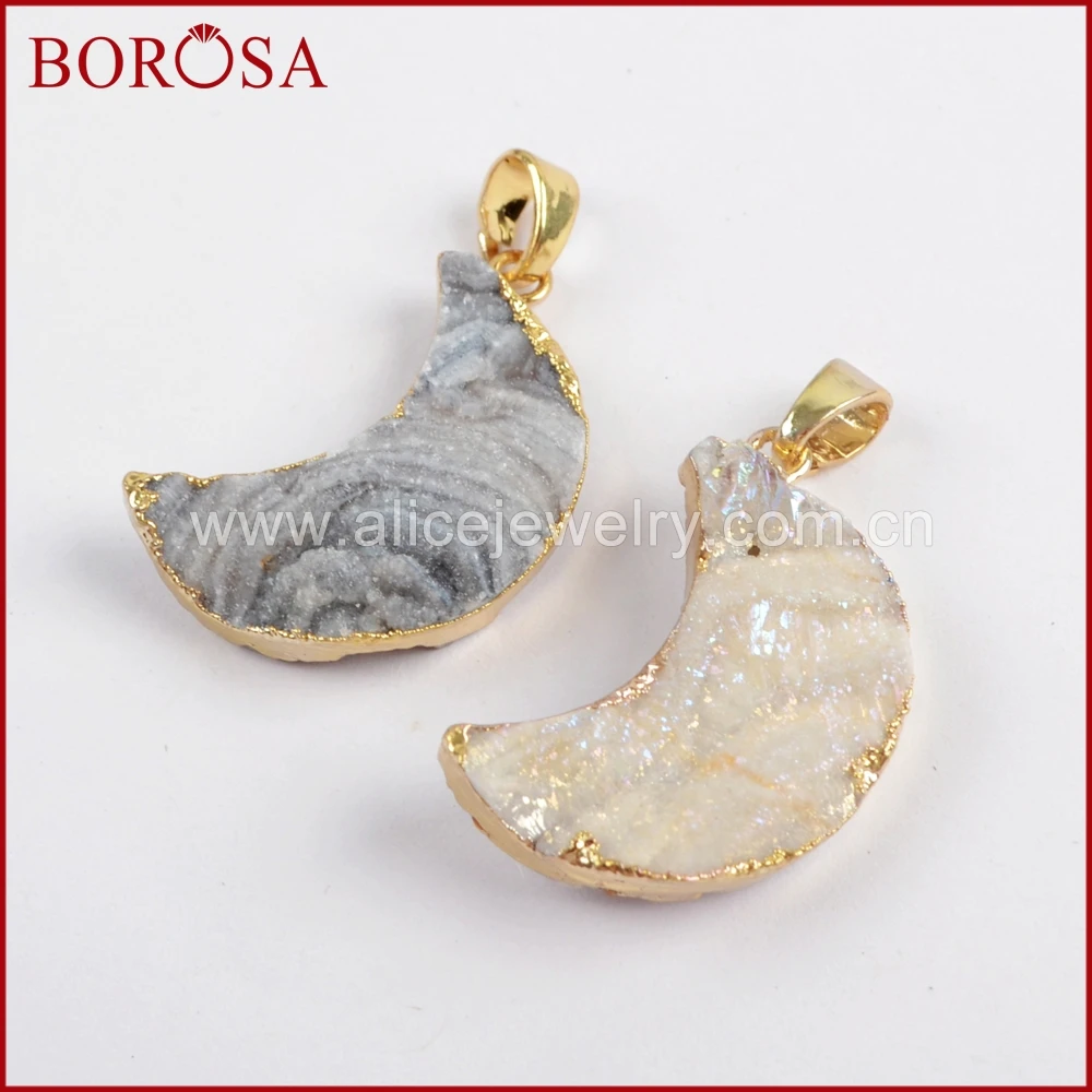 Бусины-подвески BOROSA из титана радуги Луны кварца для ожерелья ювелирные изделия