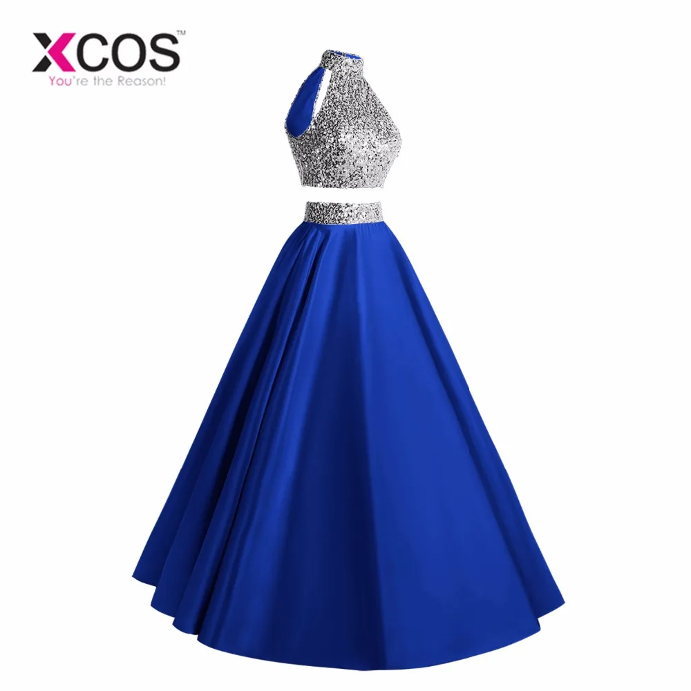 XCOS 2018 новинка два предмета платье для выпускного вечера длинное королевское
