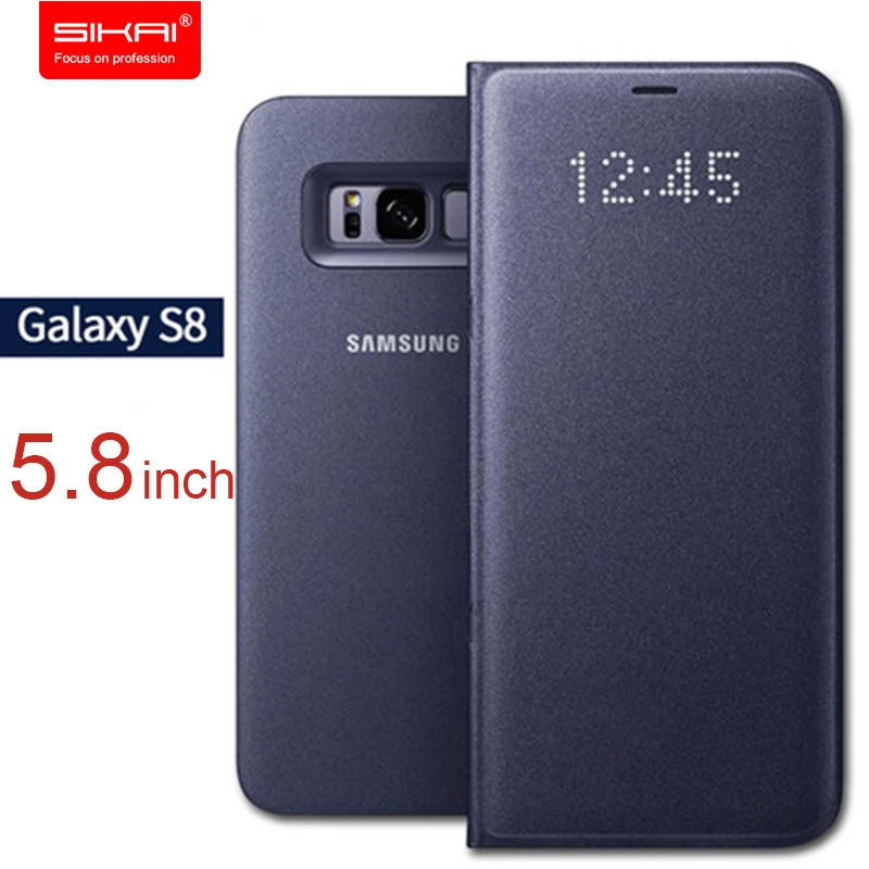 100% Оригинальные светодио дный Флип Бумажник для samsung S8 плюс Смарт кожаный чехол
