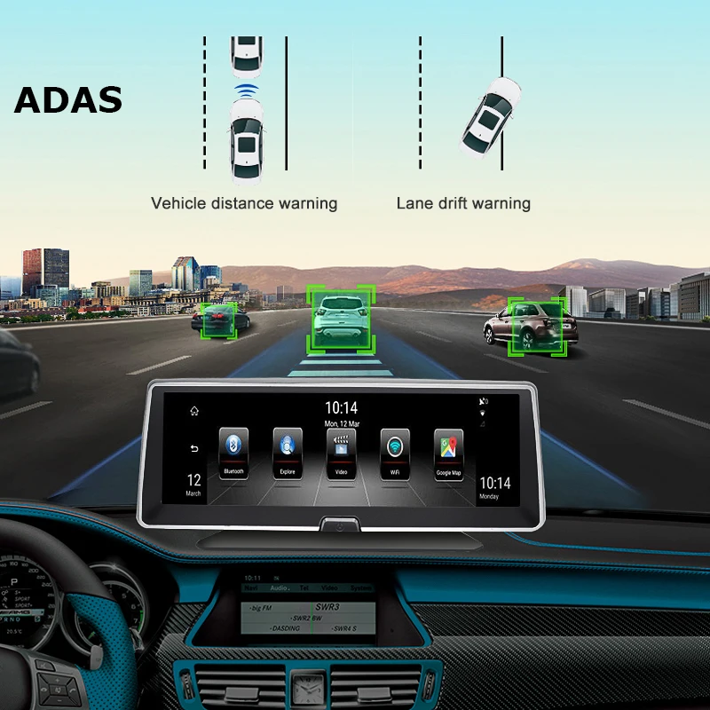 8 &quot4G Автомобильный видеорегистратор камера Android dashcam GPS навигация ADAS Full HD 1080P с