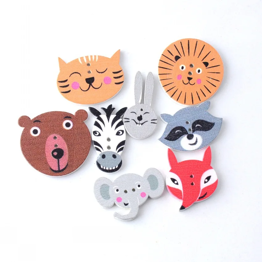 Free Shipping Retail For Diy 20Pcs Random Mixed 2 Holes pattern cartoons Wood Sewing Buttons Scrapbooking | Дом и сад