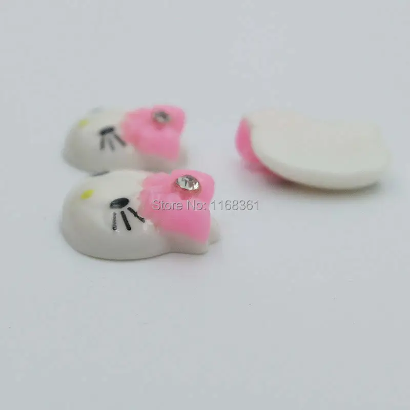 1 шт./лот полимерная плоская задняя сторона кошка со стразами светло розовый бант