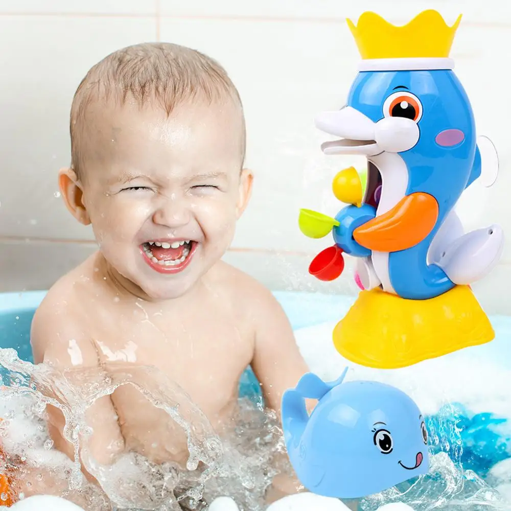 Детские Игрушки для ванны мультяшное животное водяное колесо детский смеситель