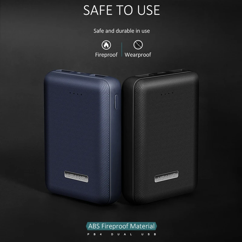 USAMS мини банк питания 10000 mah свет двойной USB ультра тонкий портативный внешний
