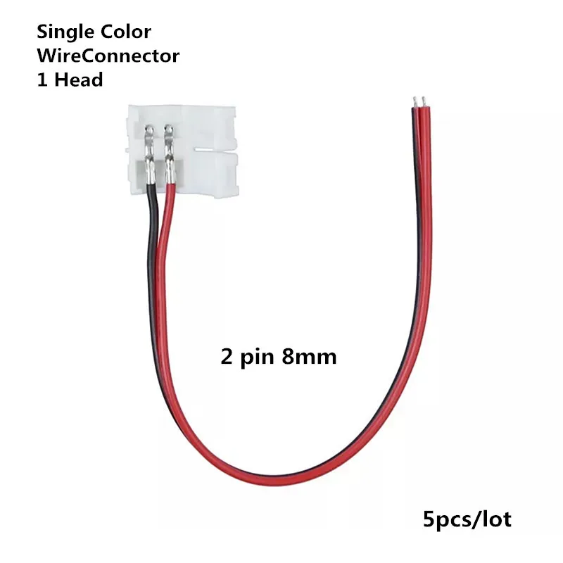 Разъем светодиодной ленты 8 мм 10 мм 2 Pin 4 Pin 3528 5050 провод RGB один цвет Solderless СВЕТОДИОДНЫЙ печатной платы провода коннекторы для сварки - Цвет: 2pin 8mm 1head Wire