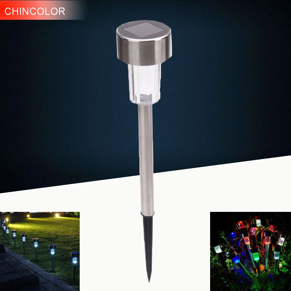 

CHINCOLOR 10pcs stainless stell Solar led garden Night light outdoor waterproof garden lawn landscape decoration lighting EA