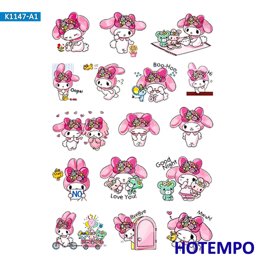 Sanrio Melody XO Kerokero, наклейки для девочек, подарок для детей, сделай сам, дневник в стиле Скрапбукинг, канцелярские наклейки Pegatinas - Цвет: K1147-A1