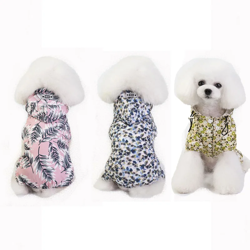 Small Dog Floral Raincoat Pet Cat Waterproof Outdoor Dogs Rain Coat Europe and America Clothes Apparel S M L XL XXL DOGGYZSTYLE | Дом и сад