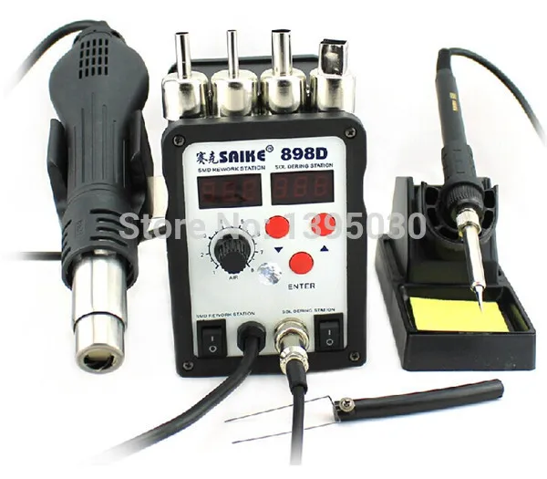 

SAIKE 898D 2 In 1 Soldering Station Hot Air Gun+welding Iron 220V 110V
