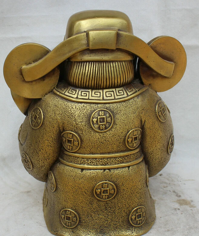 ZSR S5806 12 &quotКитайская латунь фэн шуй Ru Yi dragon Cai Shen Mammon для денег статуя богатства