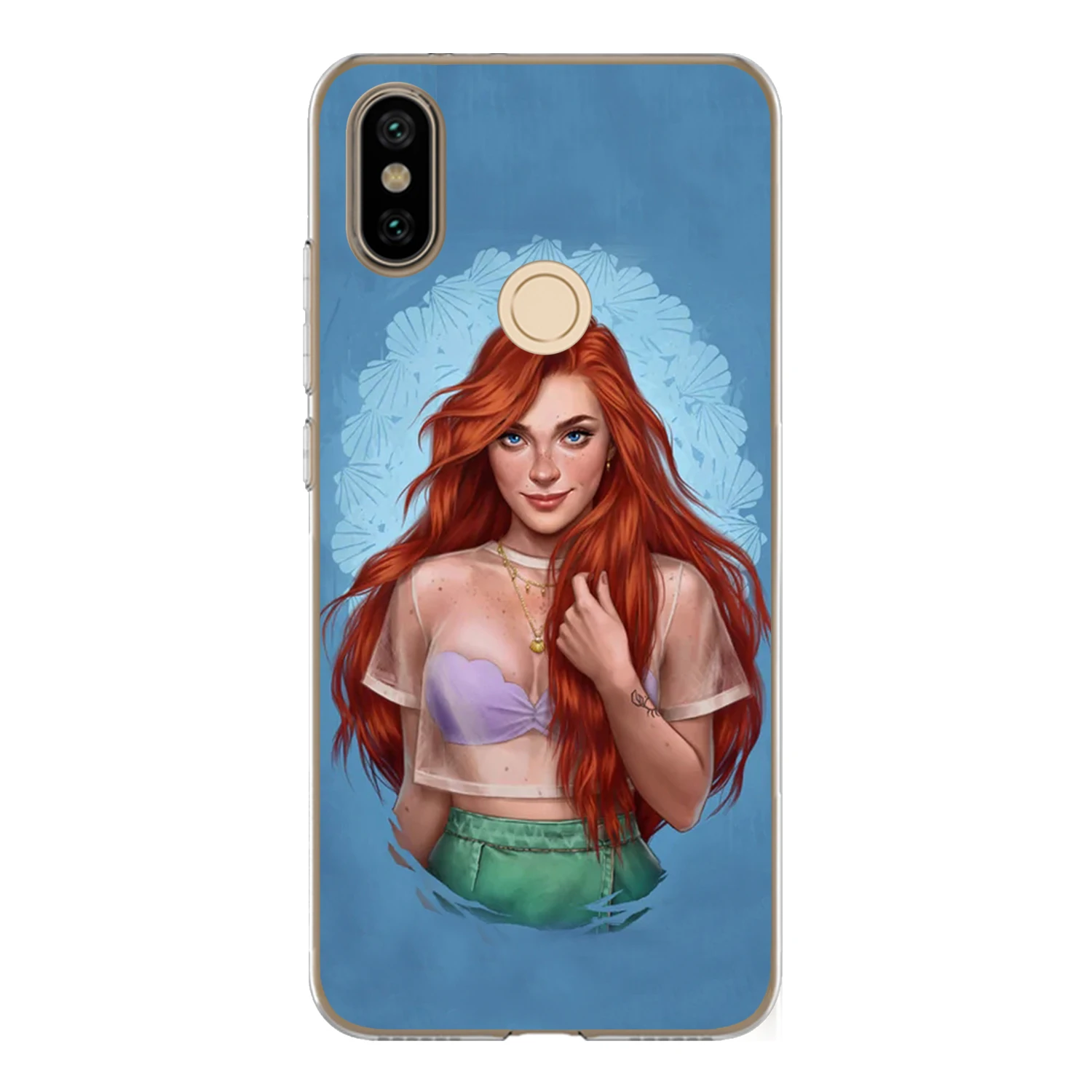 For Xiaomi Mi A2 6X Case Cover 5.99&quot Soft TPU Silicone Cute Sexy Girl Rapunzel Mermaid Snow White Princess Painted Phone |