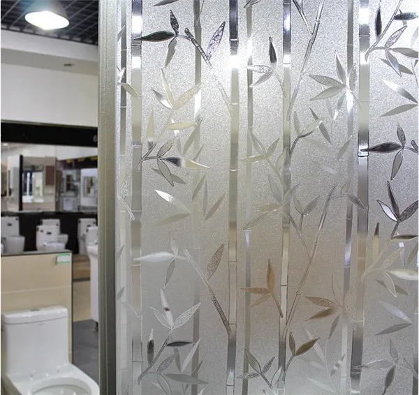 Непрозрачная стеклянная пленка для окна 3D тиснение бамбуковые статические