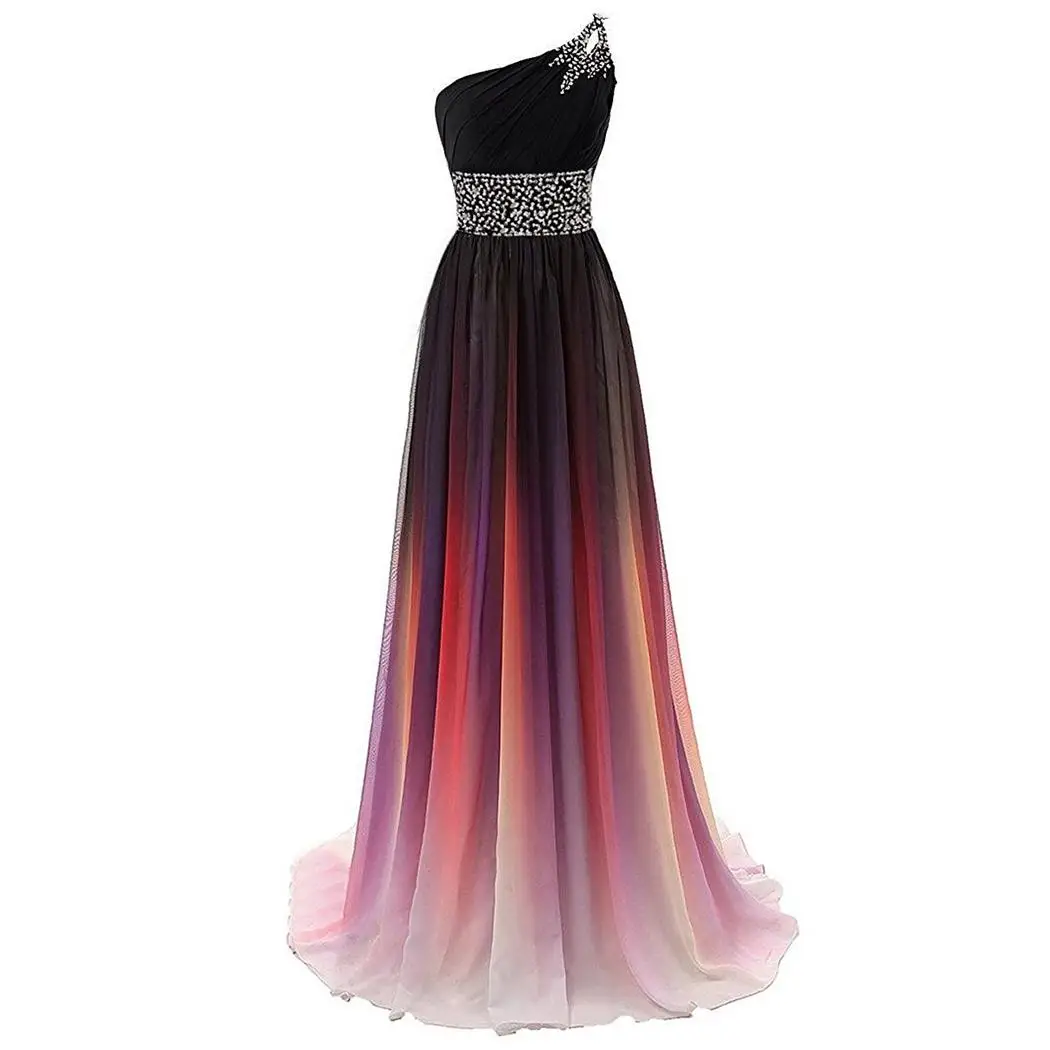 Длинное ТРАПЕЦИЕВИДНОЕ ПЛАТЬЕ подружки невесты с одним плечом; Vestido De Madrinha De Casamento Longo; элегантные платья для выпускного - Цвет: Color 1