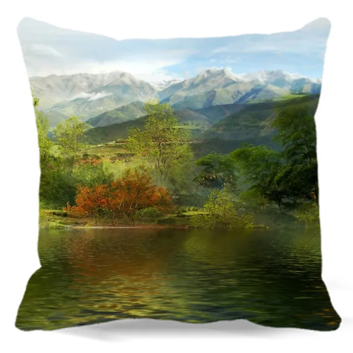 Красивая Долина и водопад Мягкая Подушка Наволочка Чехол для дивана кровати
