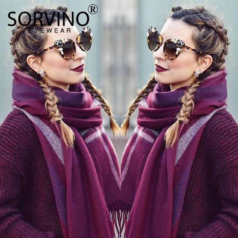 SORVINO 2018 Винтажные Солнцезащитные очки в стиле барокко с овальным кошачьим глазом