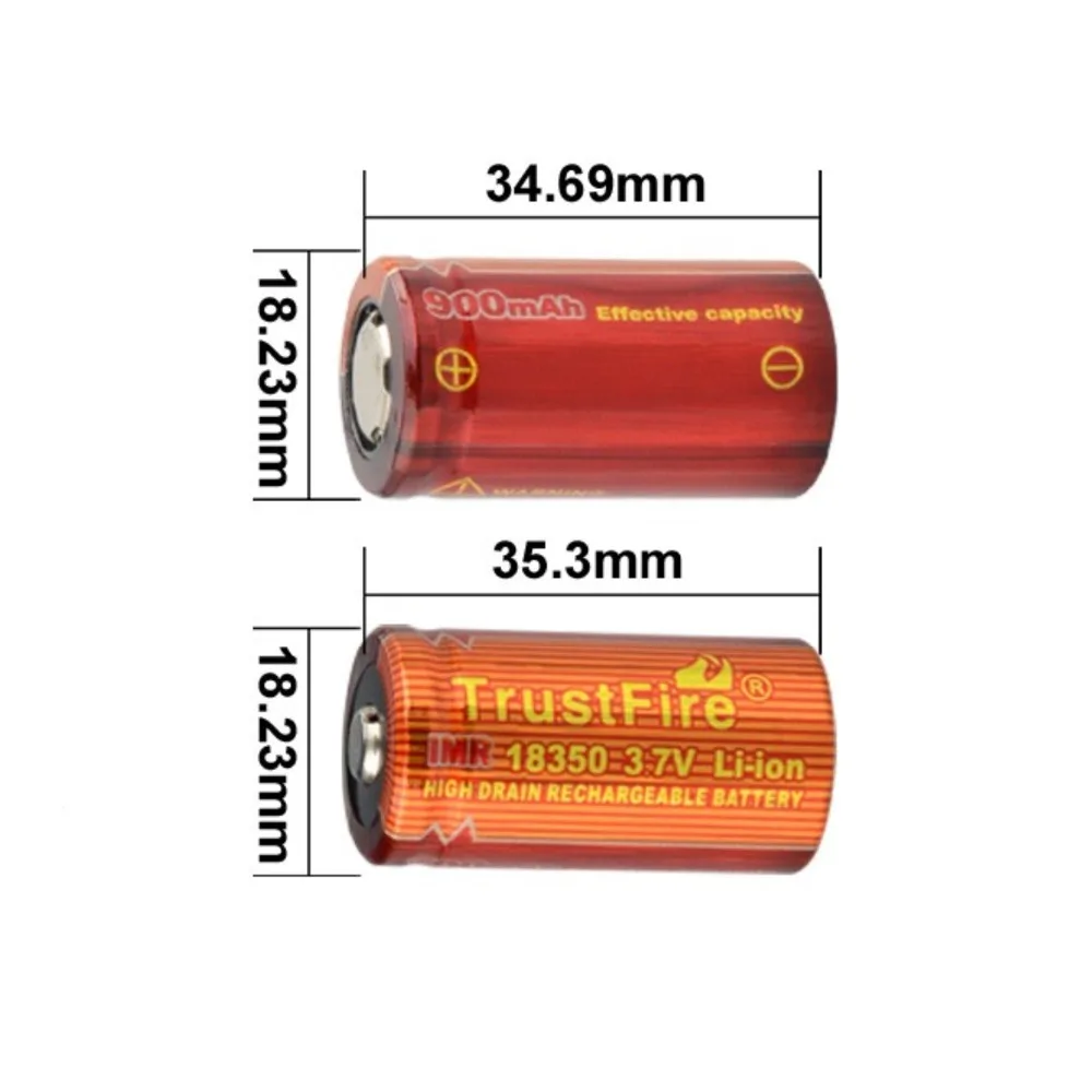 Аккумуляторная батарея TrustFire IMR 18350 2 шт./лот для фонарика электронного дыма |