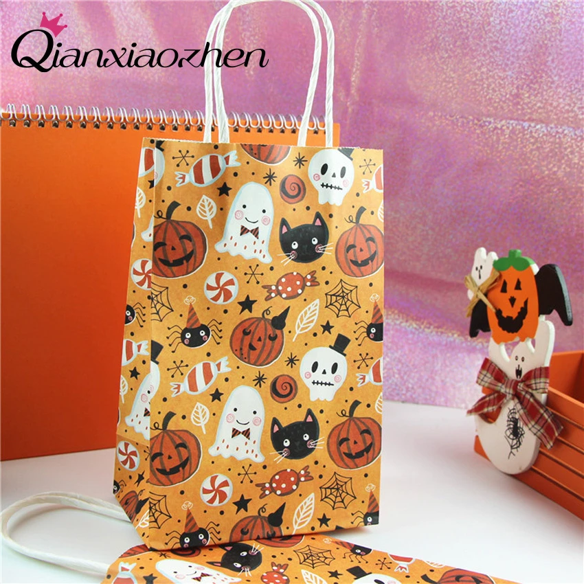 

Картонные пакеты Qianxiaozhen для конфет, 12 шт., праздничные украшения вечерние, подарочные пакеты, товары для Хэллоуина, украшения для Хэллоуина