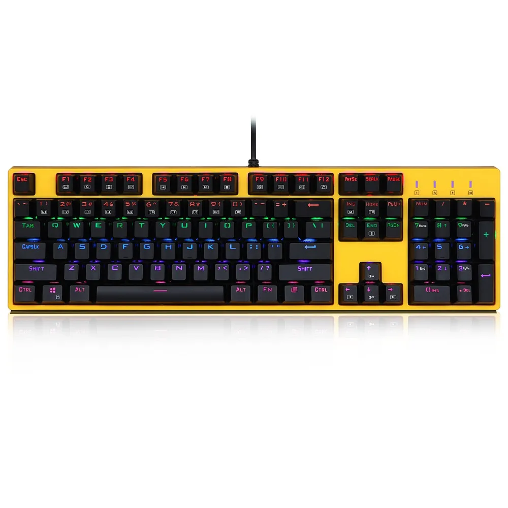 

Механическая игровая клавиатура, X-8100, с радужсветодиодный Ной подсветкой, 104 клавиши, с защитой от ореолов, синие переключатели