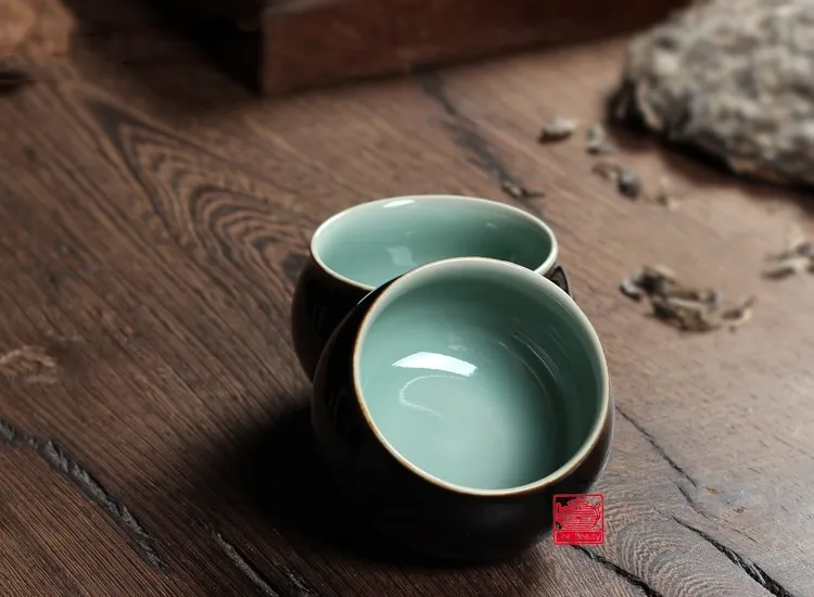 2 шт Китайский Longquan Celadon фарфоровая чайная чашка чайное блюдце чаша для чая чайник черная глазурь 85 мл китайский чайный горшок Celadon чайные чашки