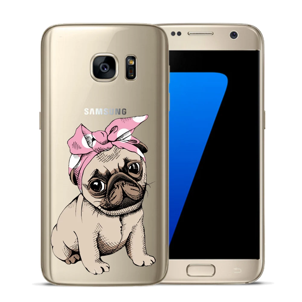 Крутой Мягкий ТПУ чехол Corgi с рисунком мопса для Samsung Galaxy S5 Mini S6 S7 Edge S8 S9 S10 Plus E S10E Note