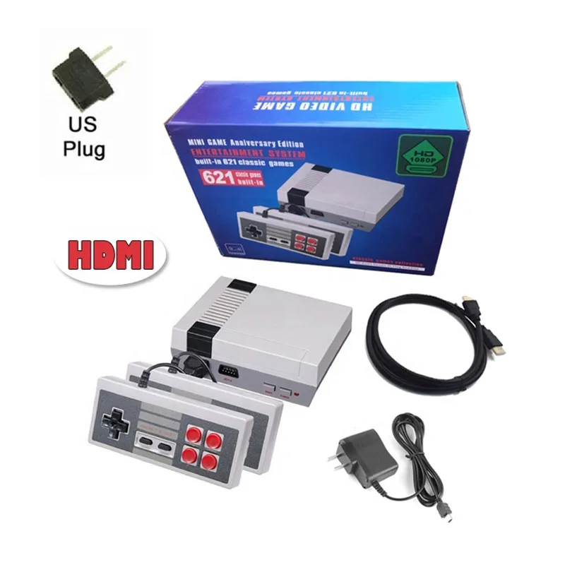 Мини Классические ТВ игровые консоли 8 бит Ретро видео игровая консоль NES встроенные 621 игры HDMI порт портативный игровой плеер отдых - Цвет: US