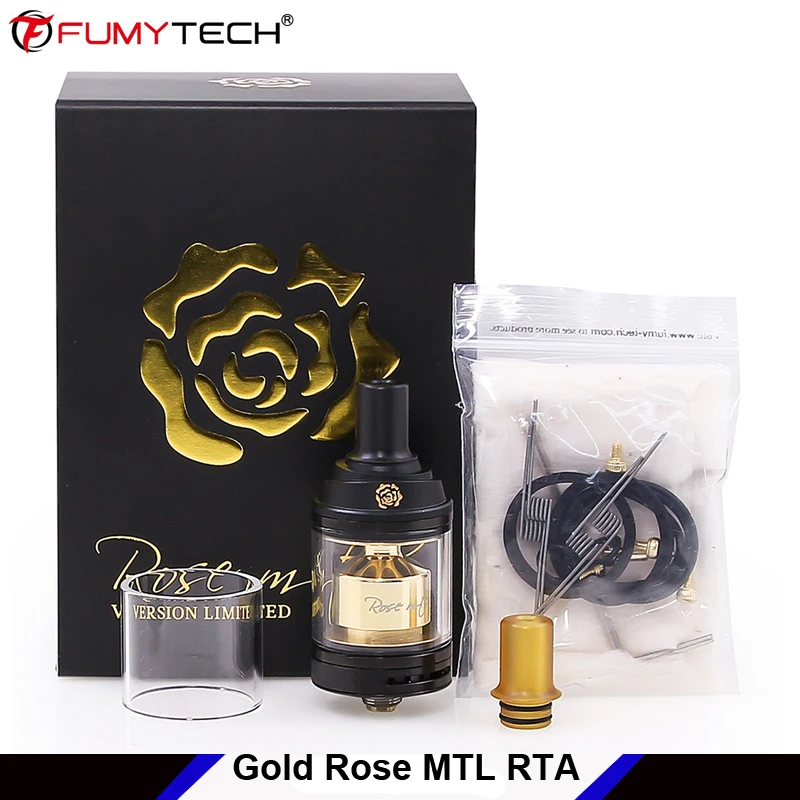 Оригинал Fumytech Rose mtl RTA золотой цвет 24 мм 3 5 мл электронная сигарета атомайзер с