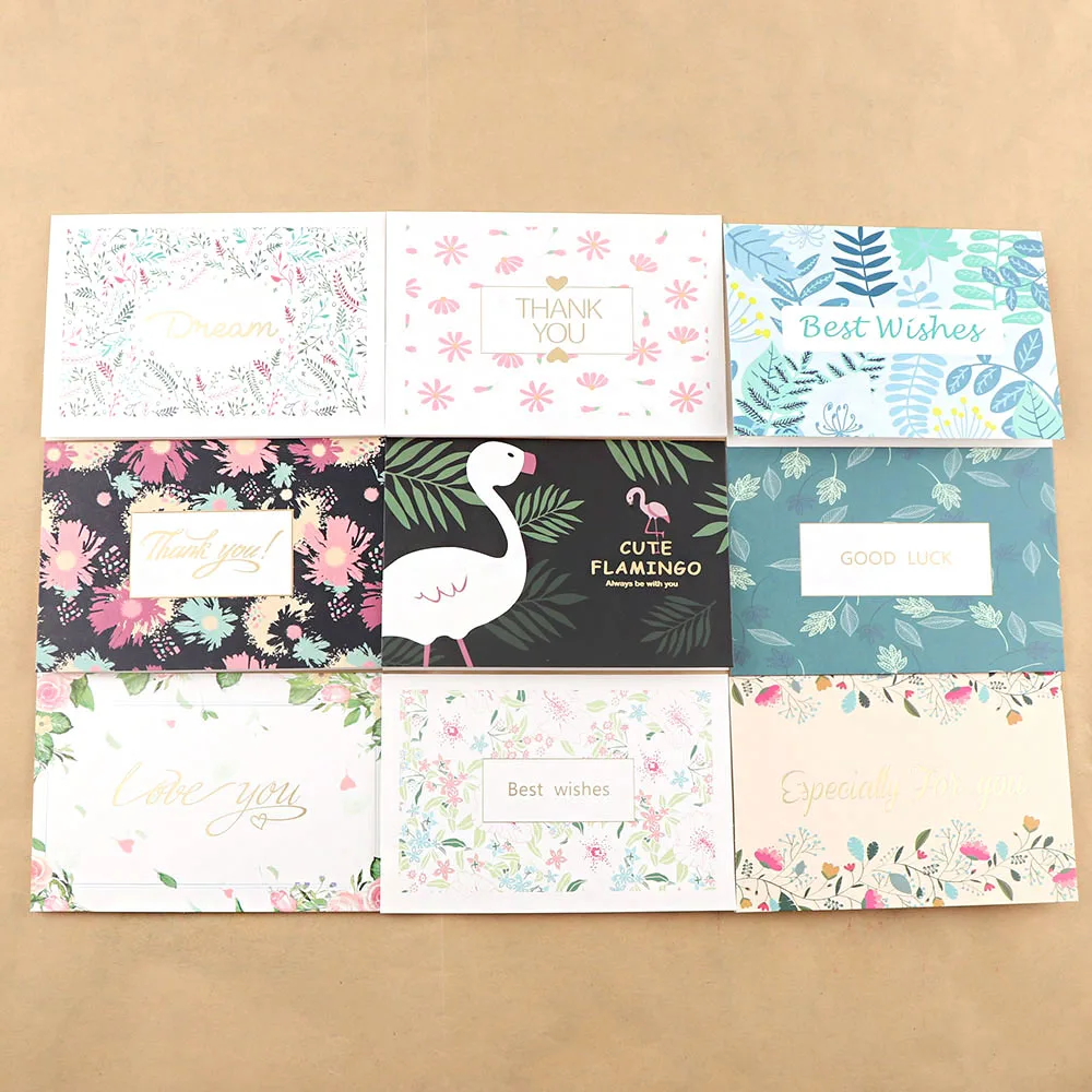 Random 9Pcs Thank You And Best Wishes Card Invitations Leave Message Greeting For Wedding Birthday New Year Decoration Дом и сад