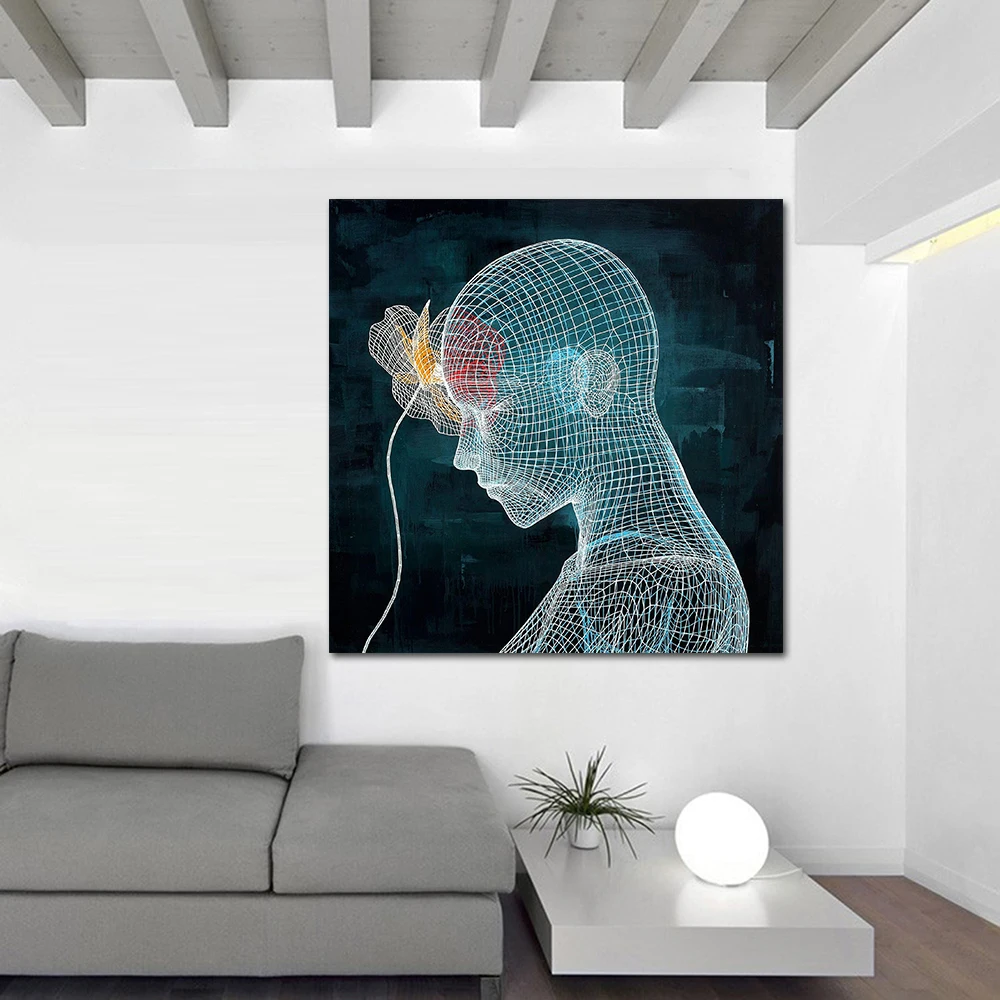 JQHYART Современная картина маслом Thinker холст искусство настенные картины для