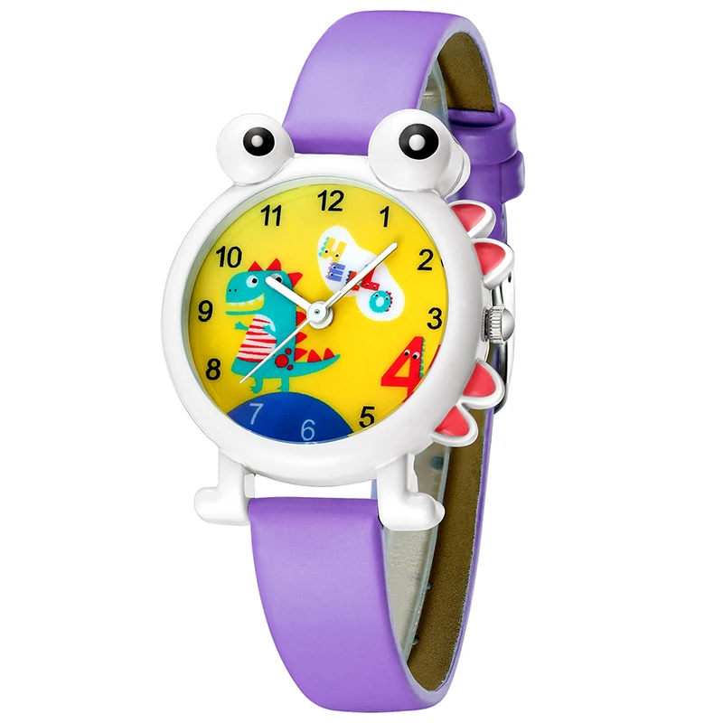 

KDM 2019 New Cute Cartoon Dinosaur Child Watch Genuine Leather Kids Boys Watches Kid Children Wristwatch Teenagers Clock