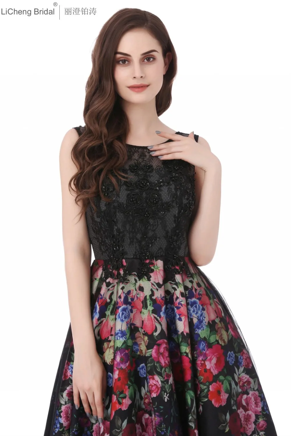 Дешевые цветочные Аппликации Платье невесты открыть назад-Line тюль лонг 2017