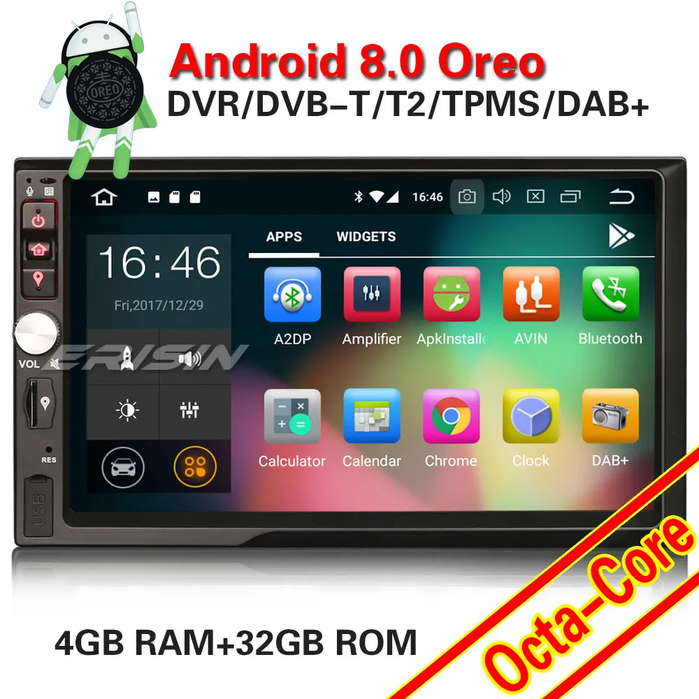 Erisin ES7841U 7 дюймов dvd плеер автомобиля android 8 0 4 г оперативная память DAB OBD WiFi 3g Для
