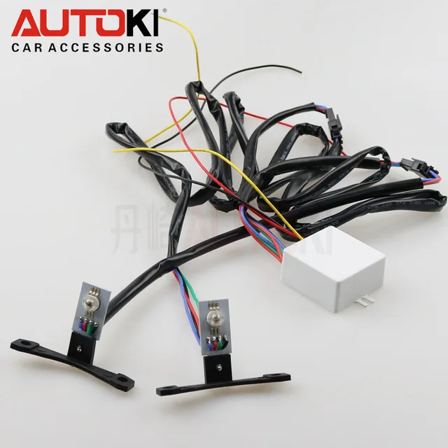 Автостайлинг Autoki 2 шт. LED много цветов RGB Devil Eyes Demon Eye Самозащита для фар объектив