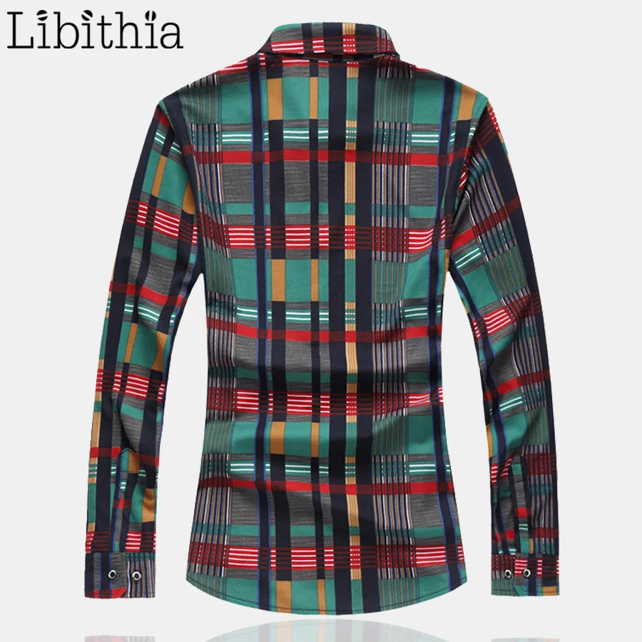 Рубашка мужская хлопковая в клетку Повседневная Блузка с длинным рукавом