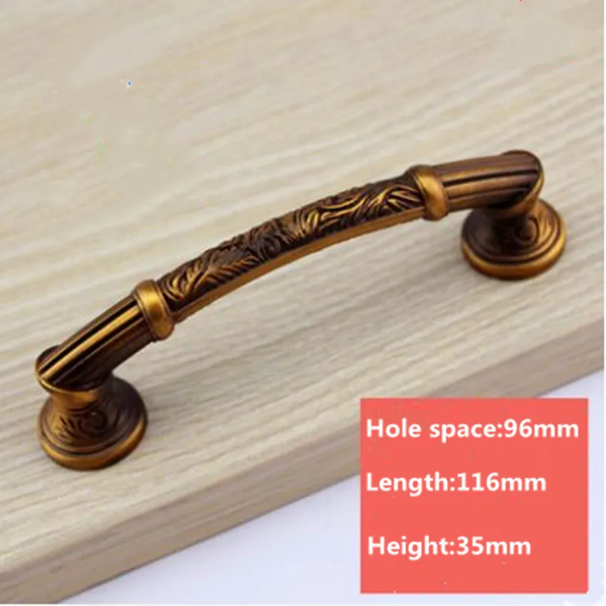 96mm handles Европейская модная мебель бронзовые ручки кухонный шкафчик, сервант дверные ручки в античном стиле из латуни ящик тумба под телевизор ручки для шкафов - Цвет: 96mm handles