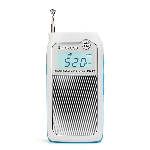 2 шт. RETEKESS PR12 AM FM мини портативное радио портативное карманное радио приемник с MP3-плеером Поддержка Micro USB карты для прогулок - Цвет: Белый