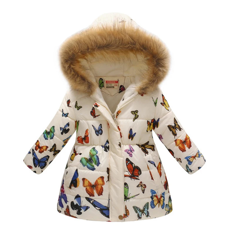 Girls Jackets Winter Coats Cotton-Padded Girls Clothes Children Fur Collar Jackets For Girls Costume Kids Hooded Outerwear