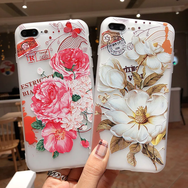 Прозрачный силиконовый чехол для телефона XCZJ с цветами iPhone 7 8 Plus XS Max XR розовые